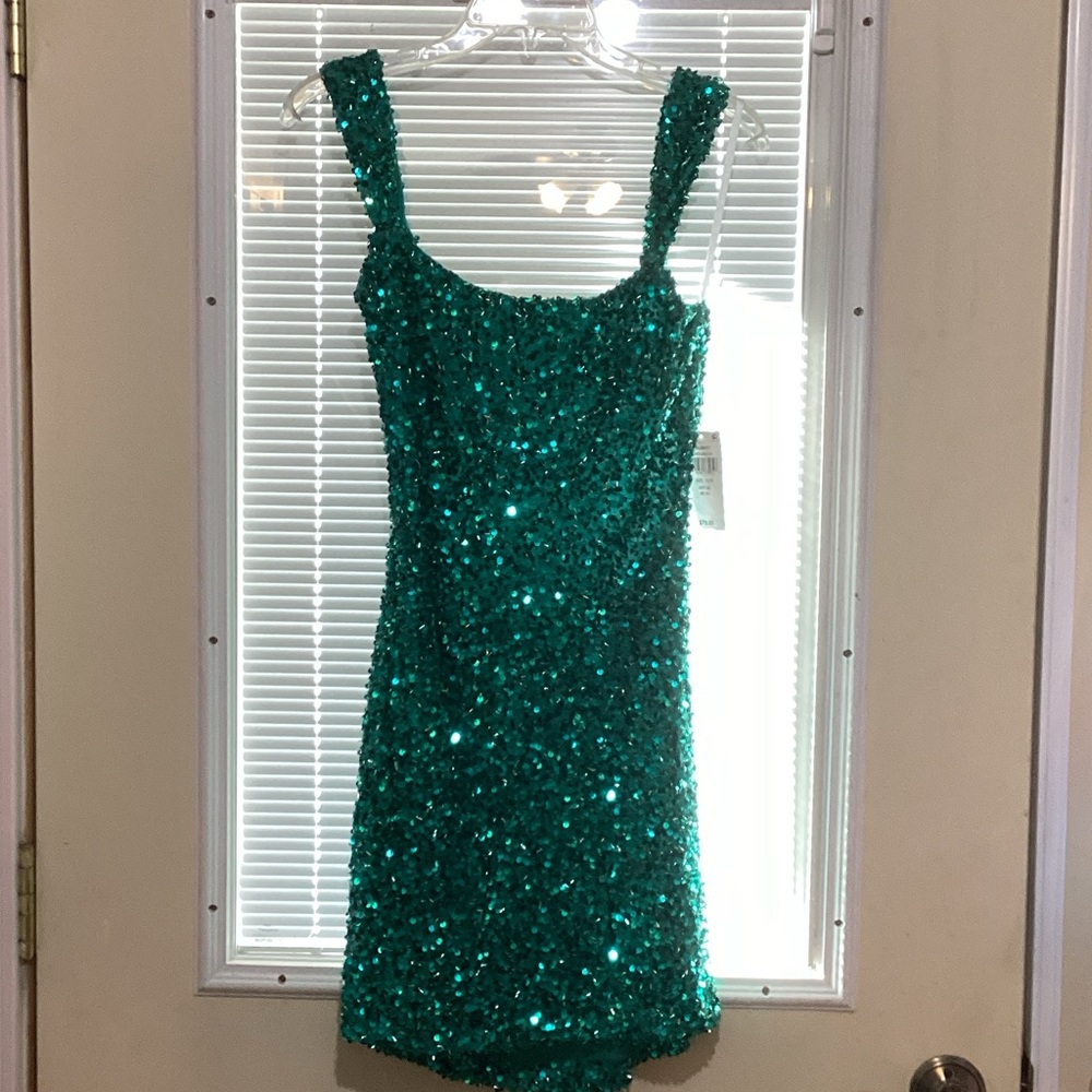 NWT B.Darlin Teal Sequin Mini Dress